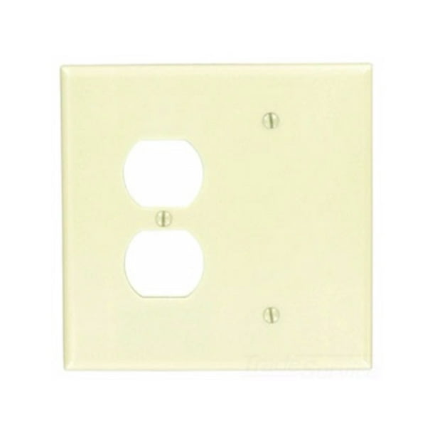 Oversized Leviton 86108 2-Gang 1-Duplex 1-Blank Device Combination Wallplate Box Mount Thermoset Ivory Oversized Leviton 86108 2-Gang 1-Duplex 1-Blank Device Combination Wallplate Box Mount Thermoset Ivory